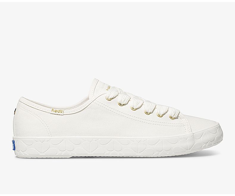 Keds Women's X Kate Spade New York Kickstart Logo Foxing White Lace Up Shoes - TS8012457